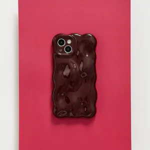 Patterned Design Tough Exterior 3D Bubble Phone Case - Burgundy