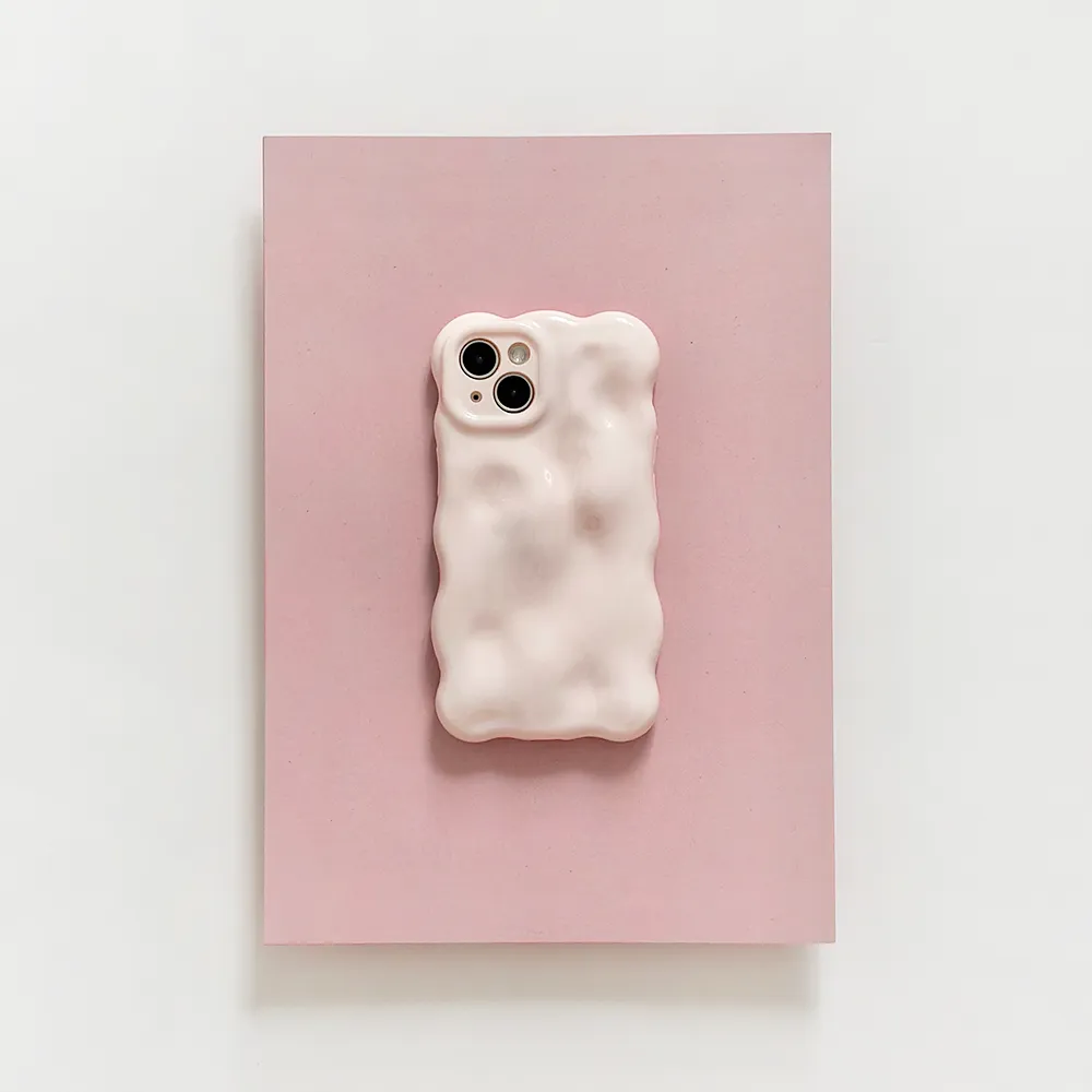 3D Bubble Phone Case - Powder Pink Minimal Surface Modern Texture