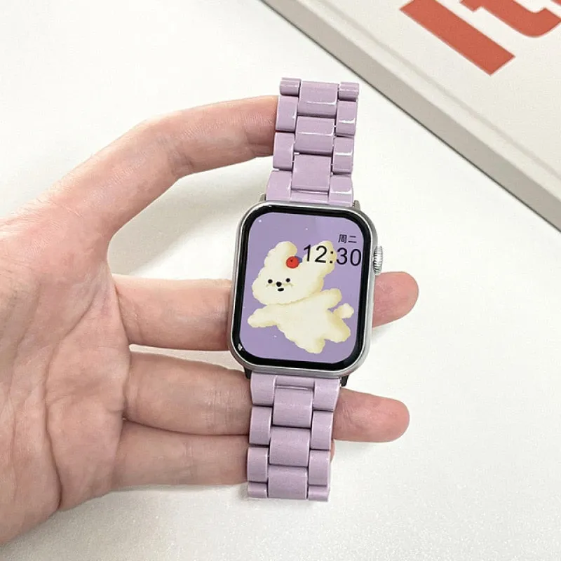 Stylish Flexibility Fashion Accessory Candy Colour Resin Strap for Apple Watch