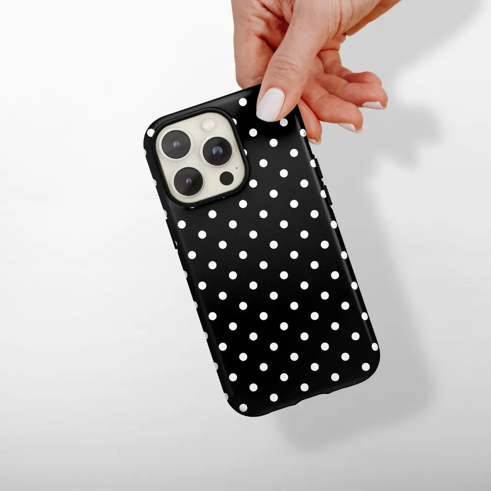 Tough Phone Case - Black Polka Dot Wear resistant