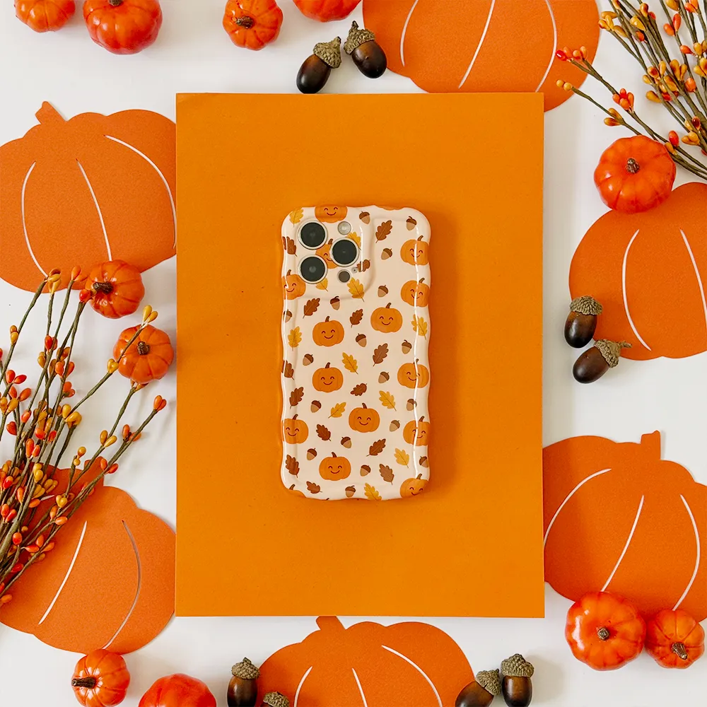 High Durability Durable Texture Wavy Phone Case - Cute Pumpkins