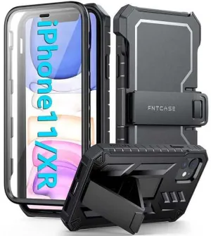 Matte Feel Polished Texture Finish iPhone 11 iPhone XR Case Drop Protection Rugged with Belt-Clip Holster & Kickstand