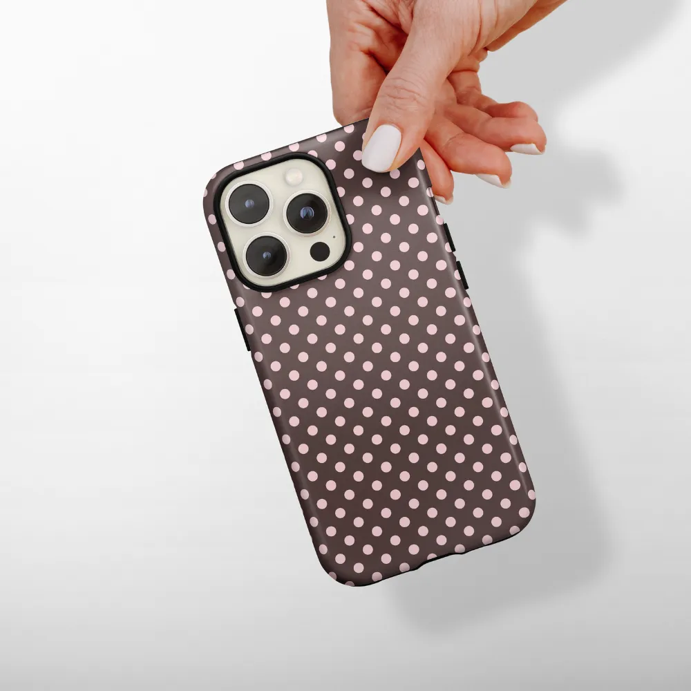 Tough Phone Case - Brown Polka Dot Magnetic Mount