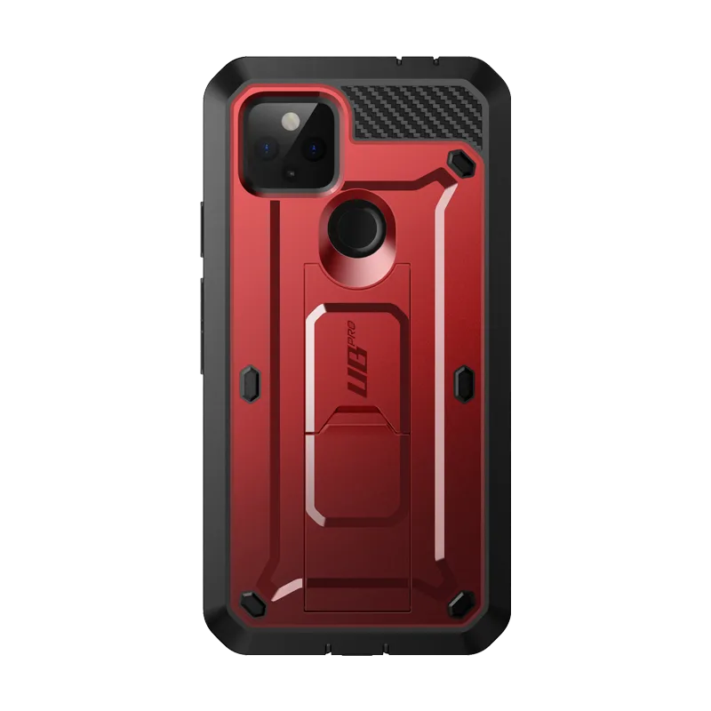 Google Pixel 5a 5G (2021) Unicorn Beetle PRO Rugged Holster Case-Metallic Red Flexible Design