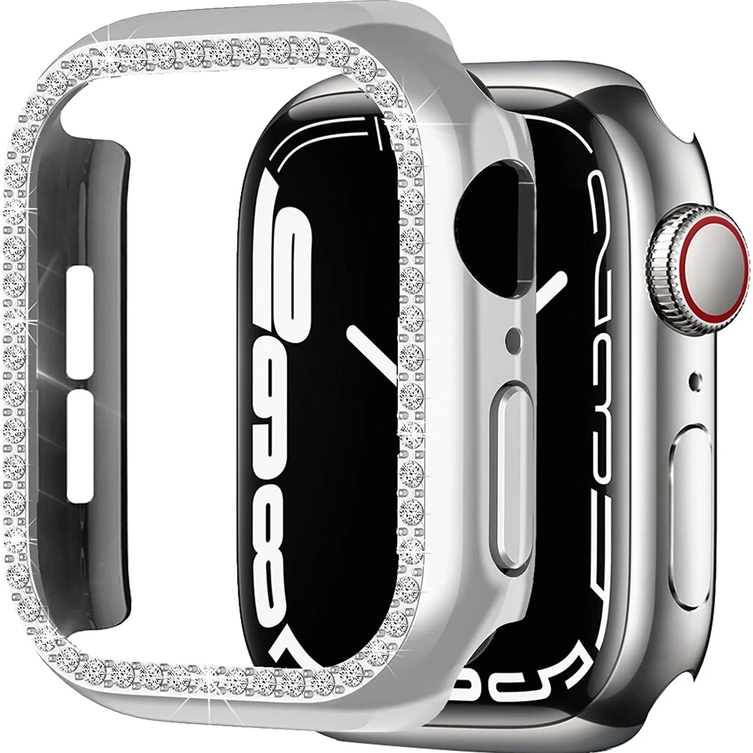 Ultra Armor Shell Apple Watch 7 Diamond PC Hard Case 41mm (Silver)