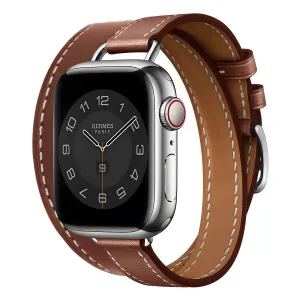 Fashion Upgrade Scratch Resistant Apple Watch Leather Double Tour Strap (Brown)