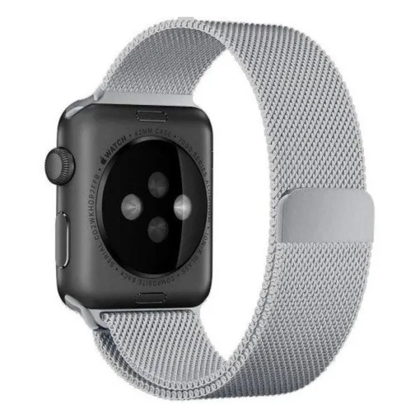 Durable Material Luxury Comfort Feel Apple Watch Milanese Strap (Silver)