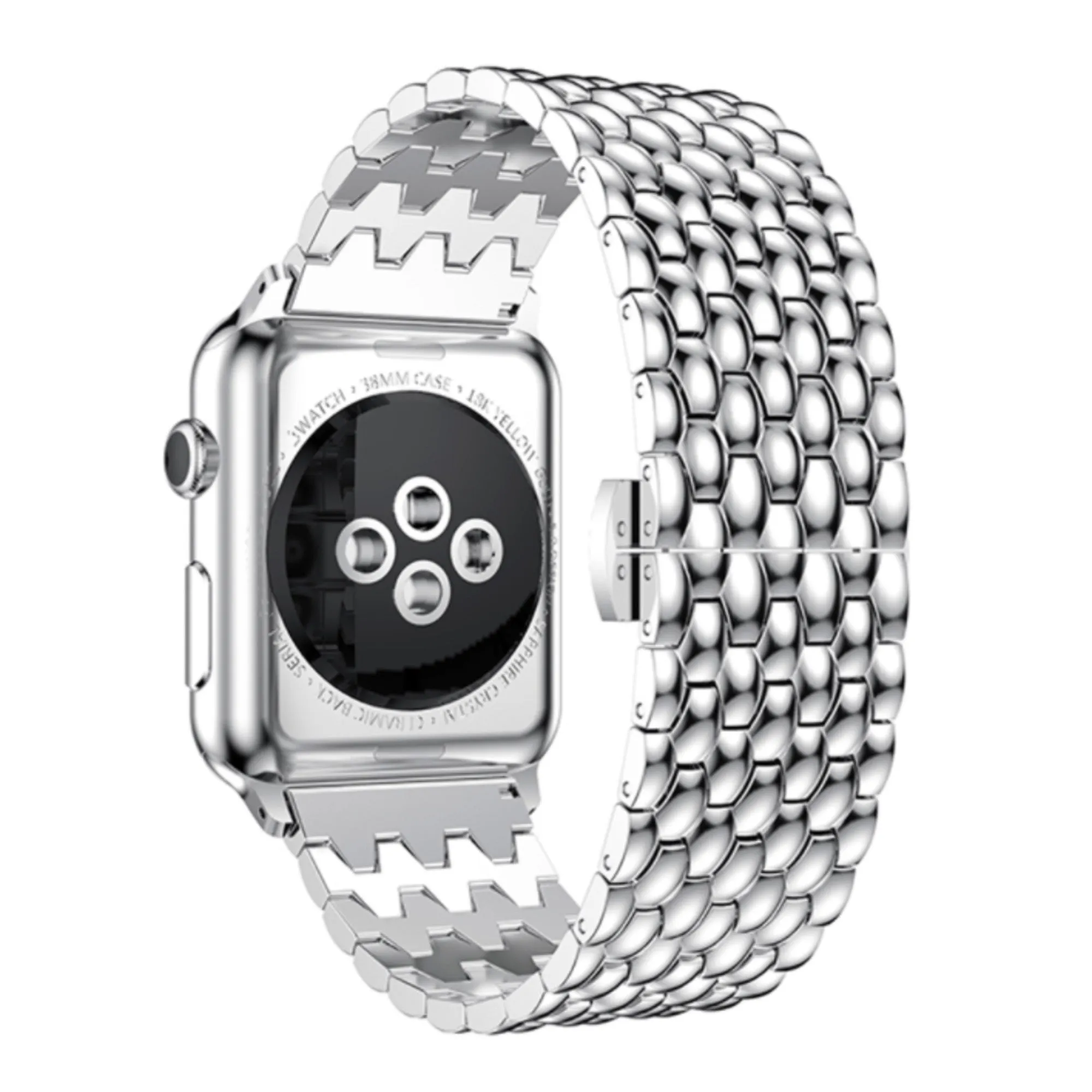 Active Wear Comfort Option Wear Apple Watch Steel Strap Dragon (Silver)