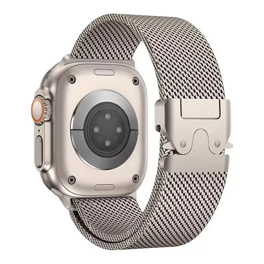Breathable Fit Elegant Minimal Look Apple Watch Titanium Milanese Strap (Titanium)