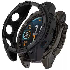 Garmin Fenix 8 - 47mm SOLAR Rugged TPU Case (Black) Screen Back Protective Bumper