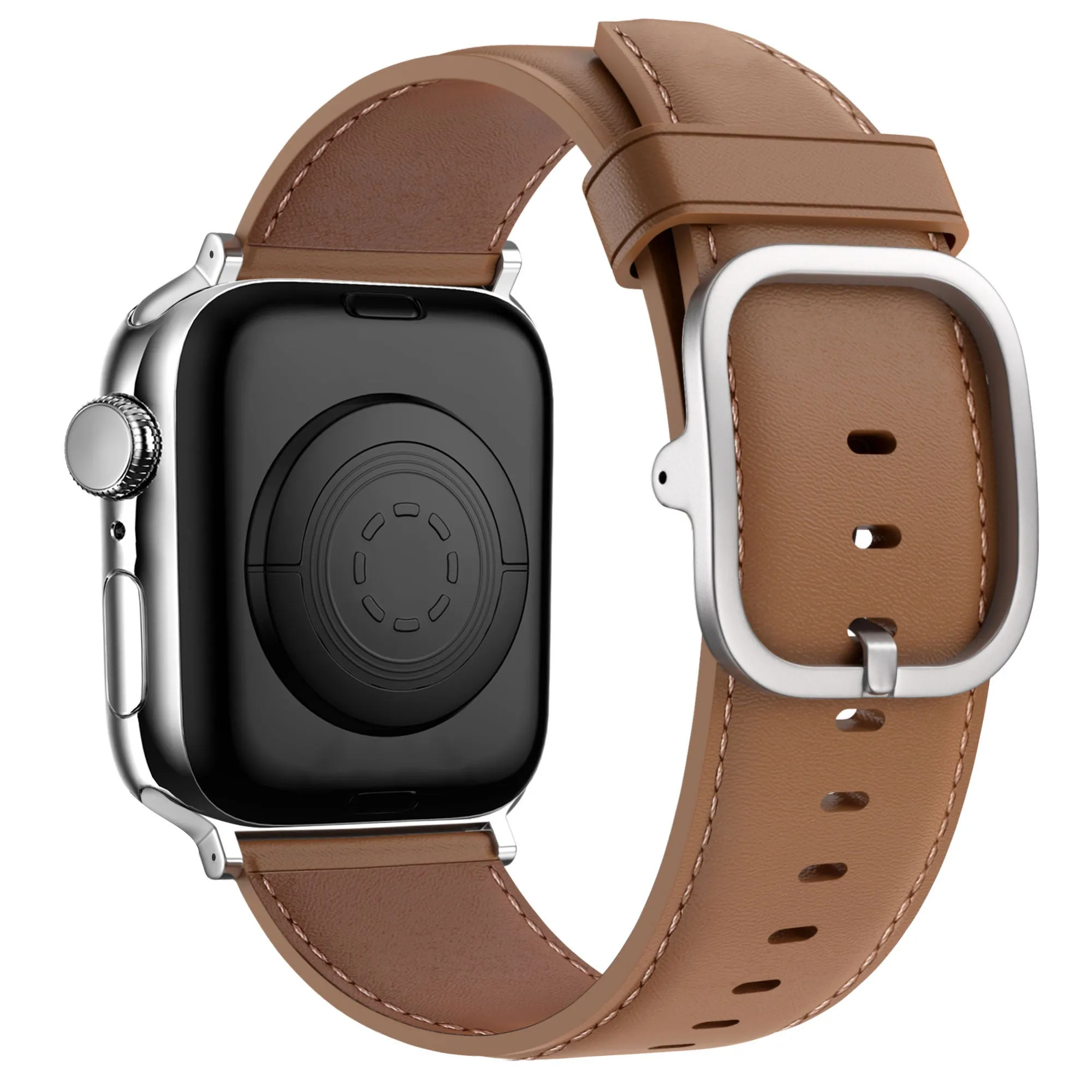Bandz Apple Watch Leather Strap 'Classic' (Light Brown) Trendy Motion Look Modern Design