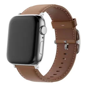 Bandz Apple Watch Leather Strap 'Classic' (Light Brown) Trendy Look All Day Support