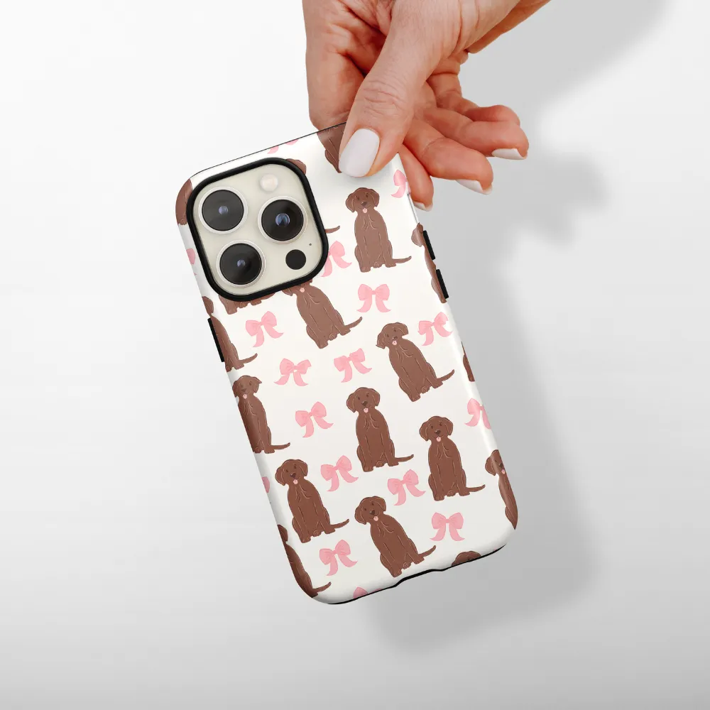 Bows & Besties Tough Phone Case - Chocolate Labrador Lightweight Build