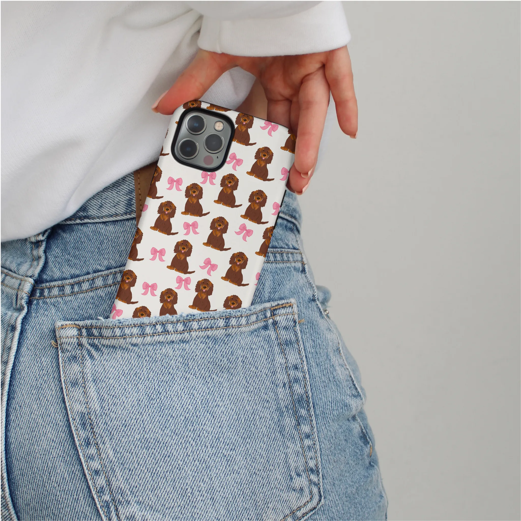 Light Design Travel Friendly Bows & Besties Tough Phone Case - Dachshund