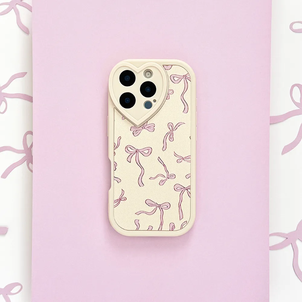 Bowtifully Ribbed Heart Camera Phone Case Flexible Pattern