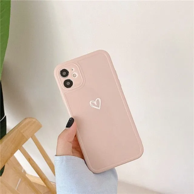 Modern Look Candy Colours Love Heart Phone Case For iPhone