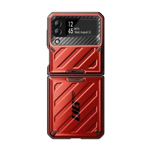 Simple Style Comfort Edge Layer Galaxy Z Flip4 Unicorn Beetle PRO Rugged Case with Belt Clip-Metallic Red