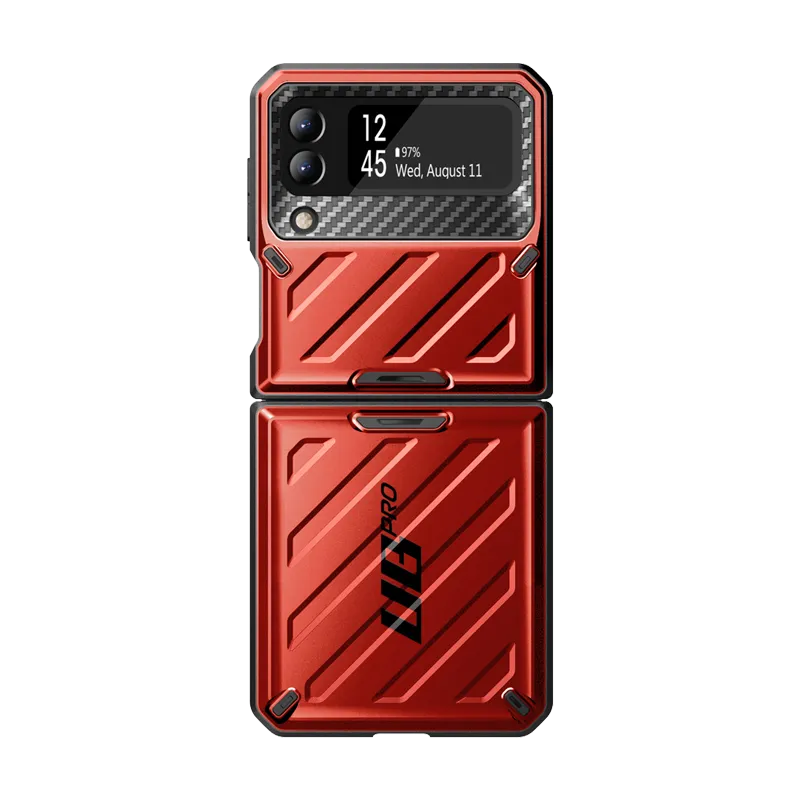 Simple Style Comfort Edge Layer Galaxy Z Flip4 Unicorn Beetle PRO Rugged Case with Belt Clip-Metallic Red