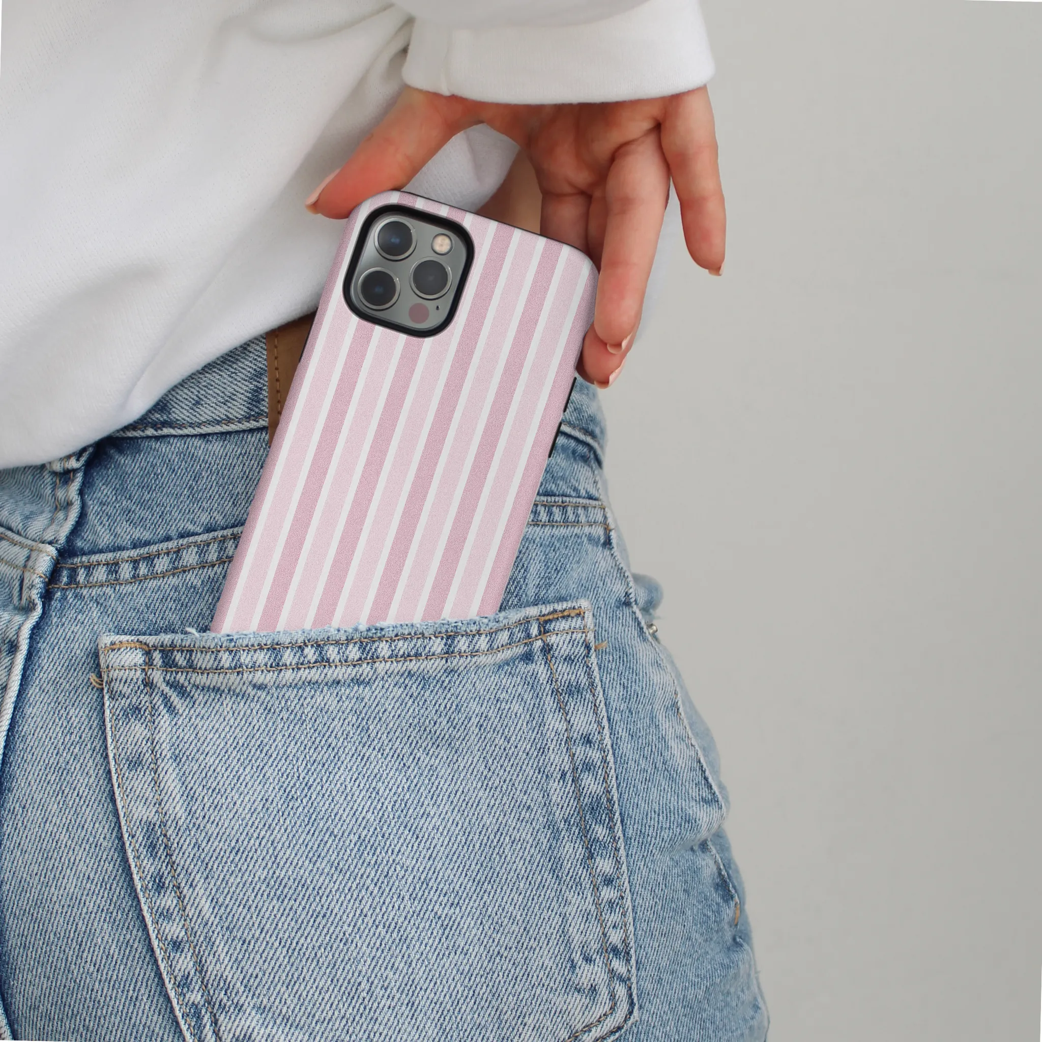 Tough Phone Case - Powder Stripe Refined Edge Simple Finish