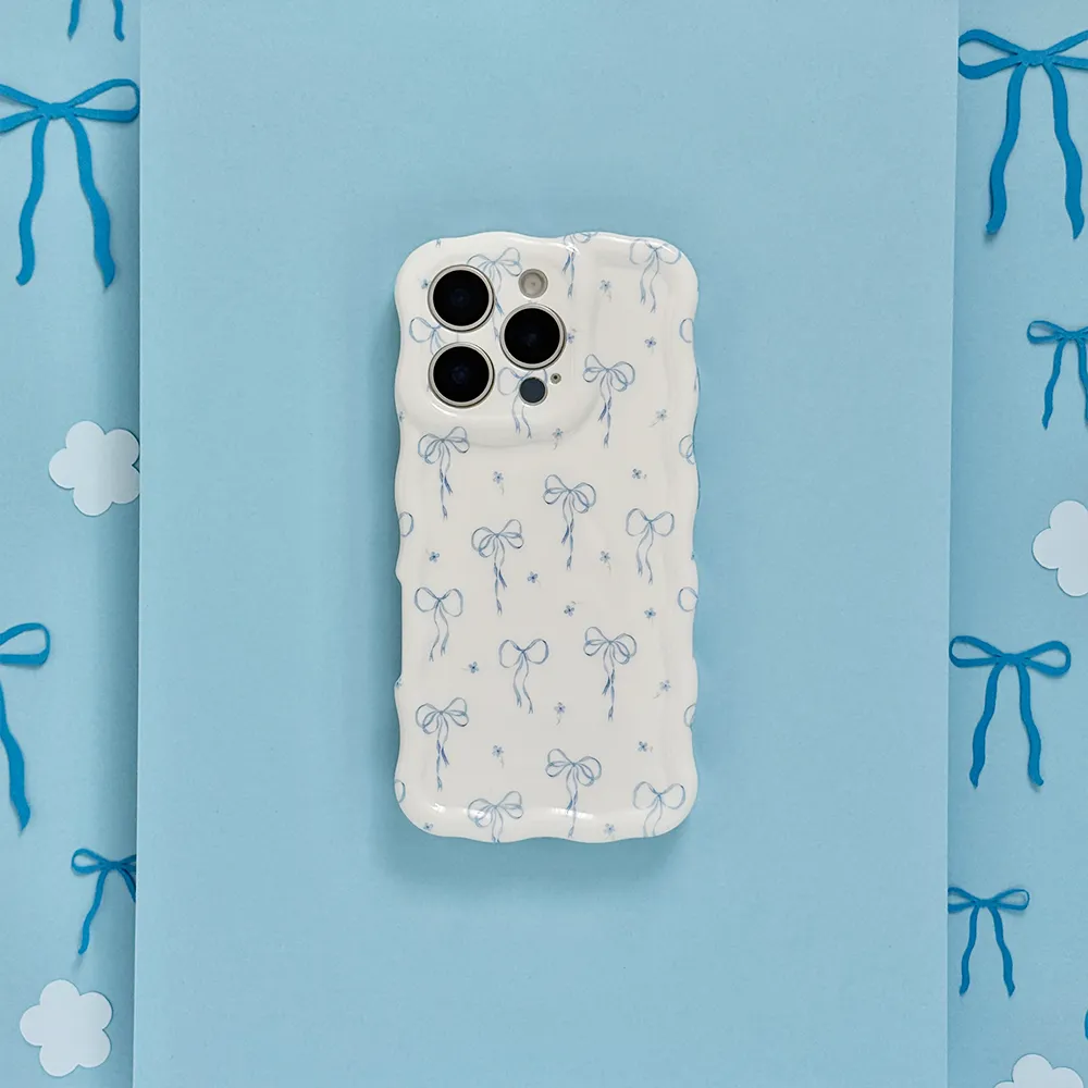 Compact Edge Lightweight Protection Wavy Phone Case - Bluebell Bows