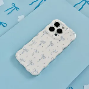 Wavy Phone Case - Bluebell Bows Hybrid Build Texture