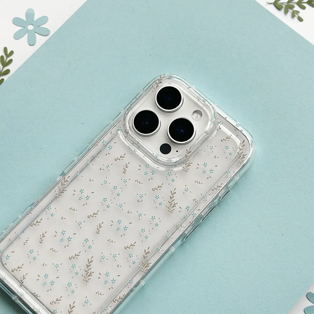 Tactile Feel Clear Phone Case - Blooming Blues