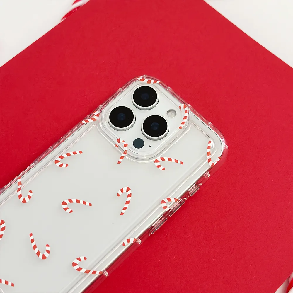 Minimal Form Refined Look Clear Phone Case - Candy Canes