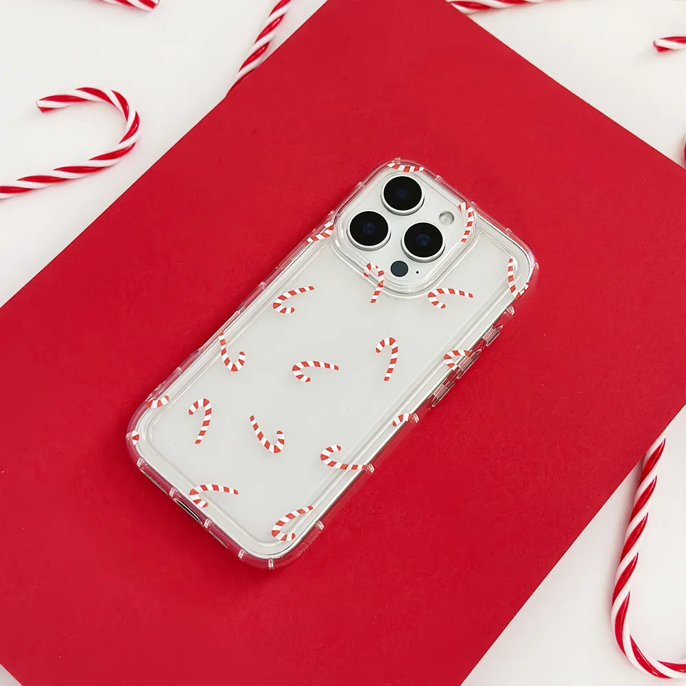 Clear Phone Case - Candy Canes dust protection