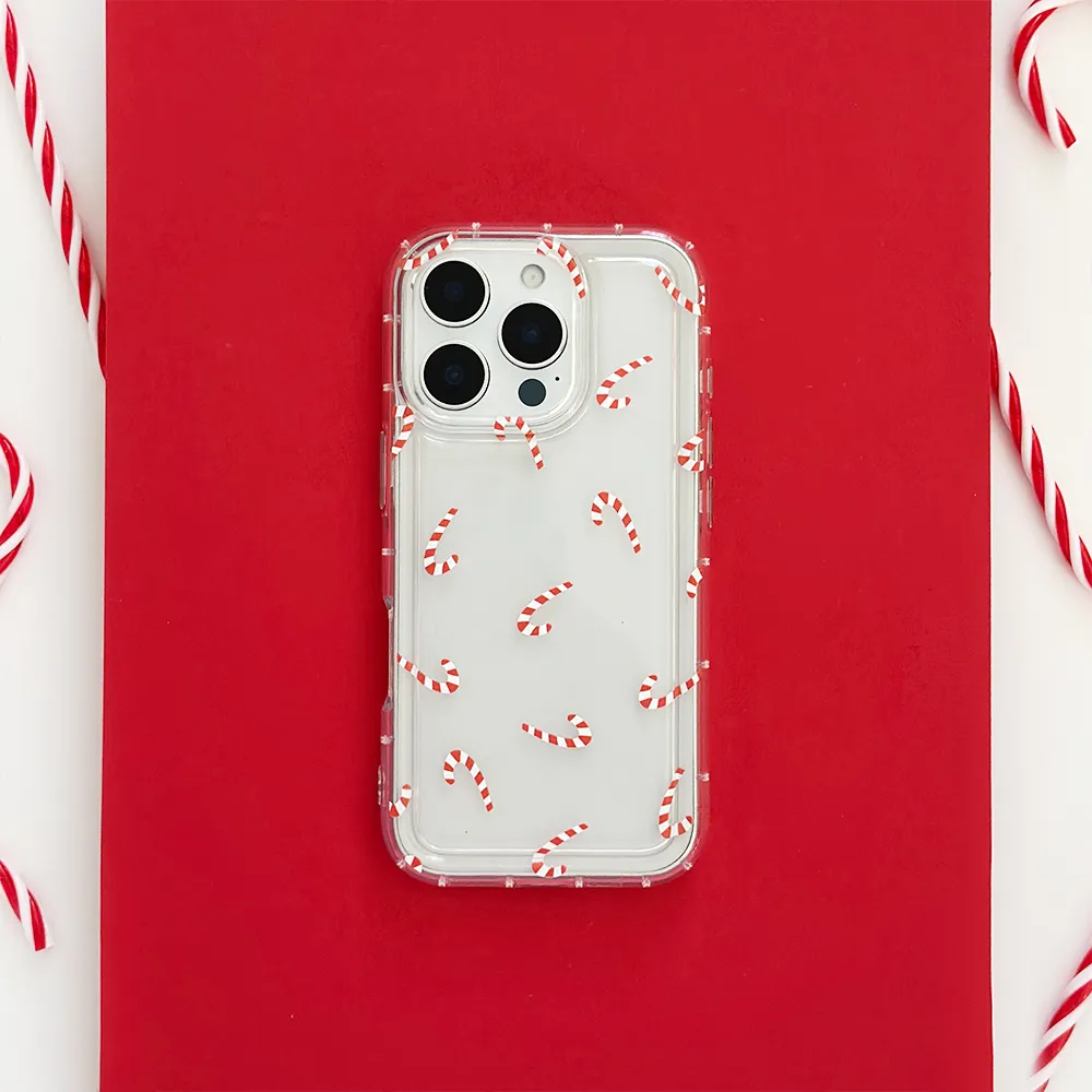 Soft Edging Clear Phone Case - Candy Canes