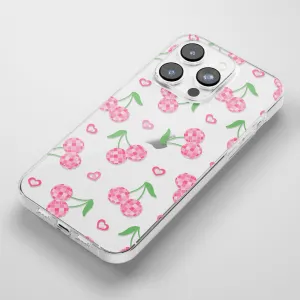 Matte Surface Design Clear Phone Case - Disco Cherries