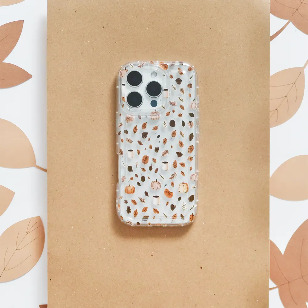 Elegant Layer Texture Clear Phone Case - Pumpkin Latte