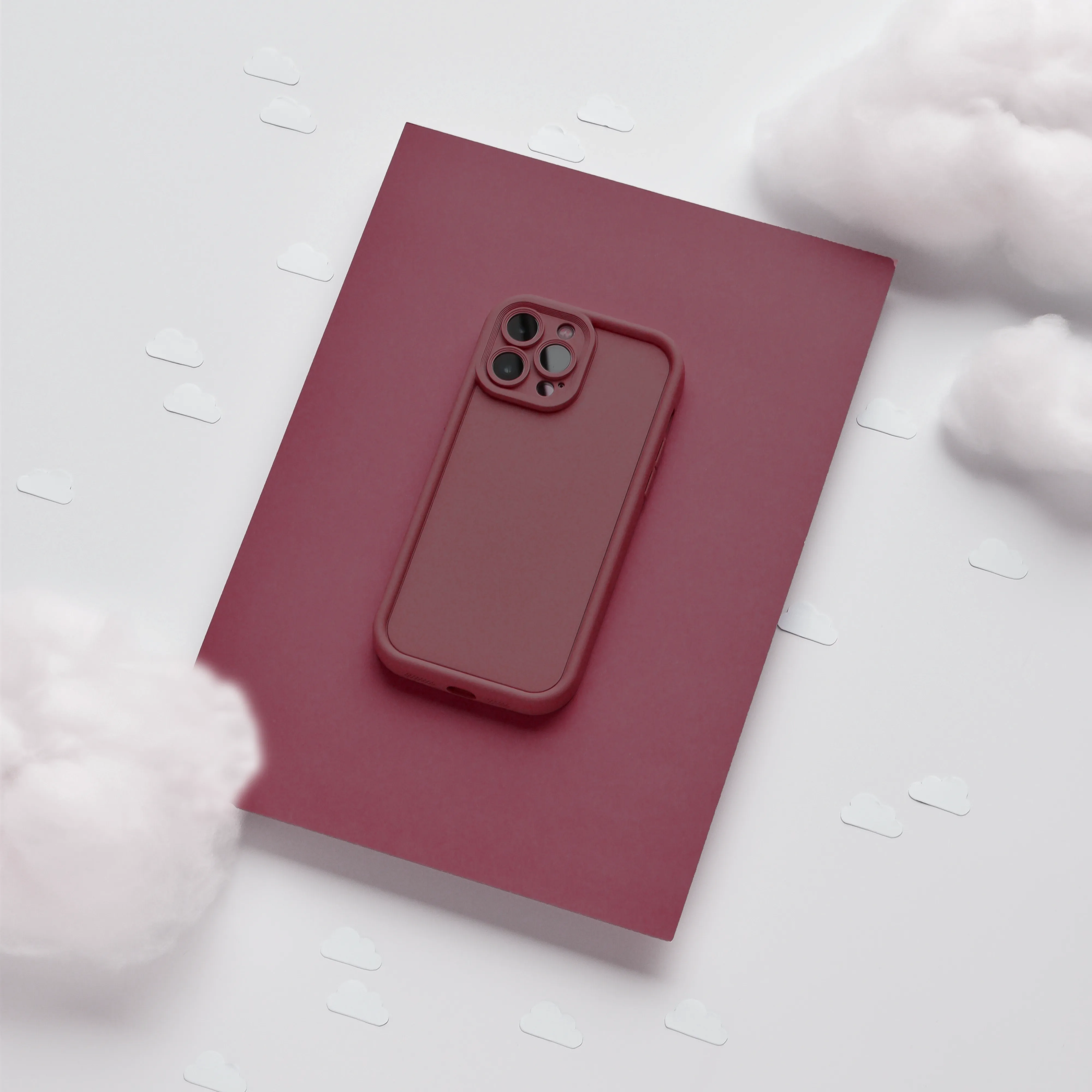 Cloud Soft NAKD Phone Case - Burgundy Glossy Texture Student Friendly