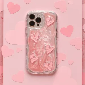 Shimmer Pink Hearts Phone Case Clean Texture