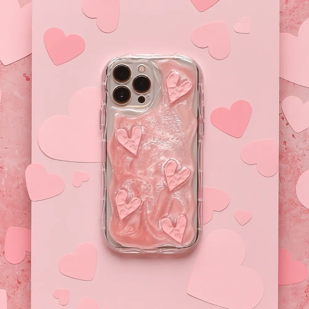 Shimmer Pink Hearts Phone Case Edge Shield Rugged Build