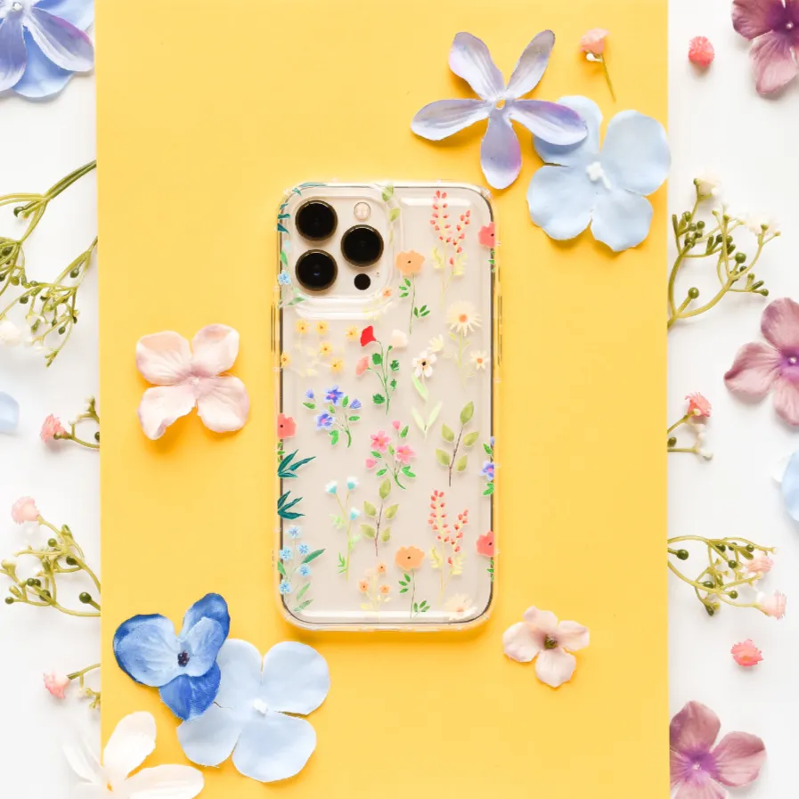 Colourful Wildflower Clear Phone Case Protective Design Layer