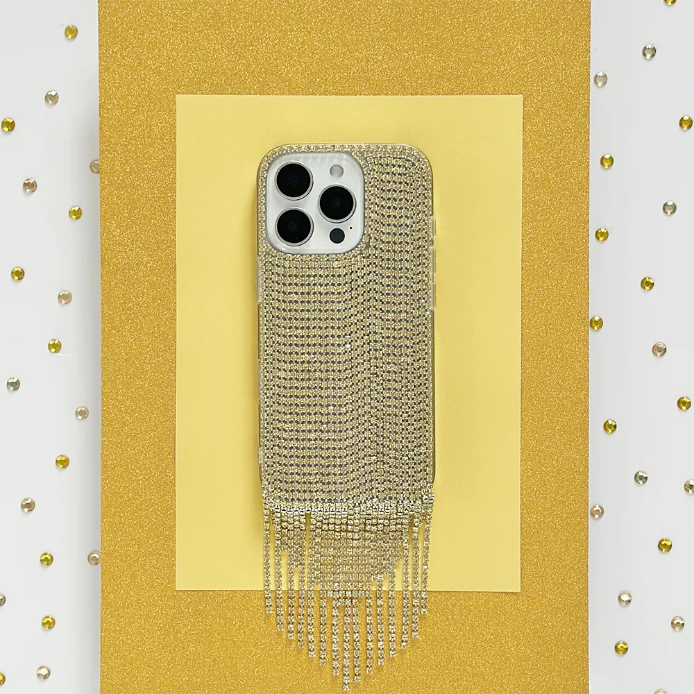 Diamante Tassel Phone Case - Gold Everyday Style Simple Style