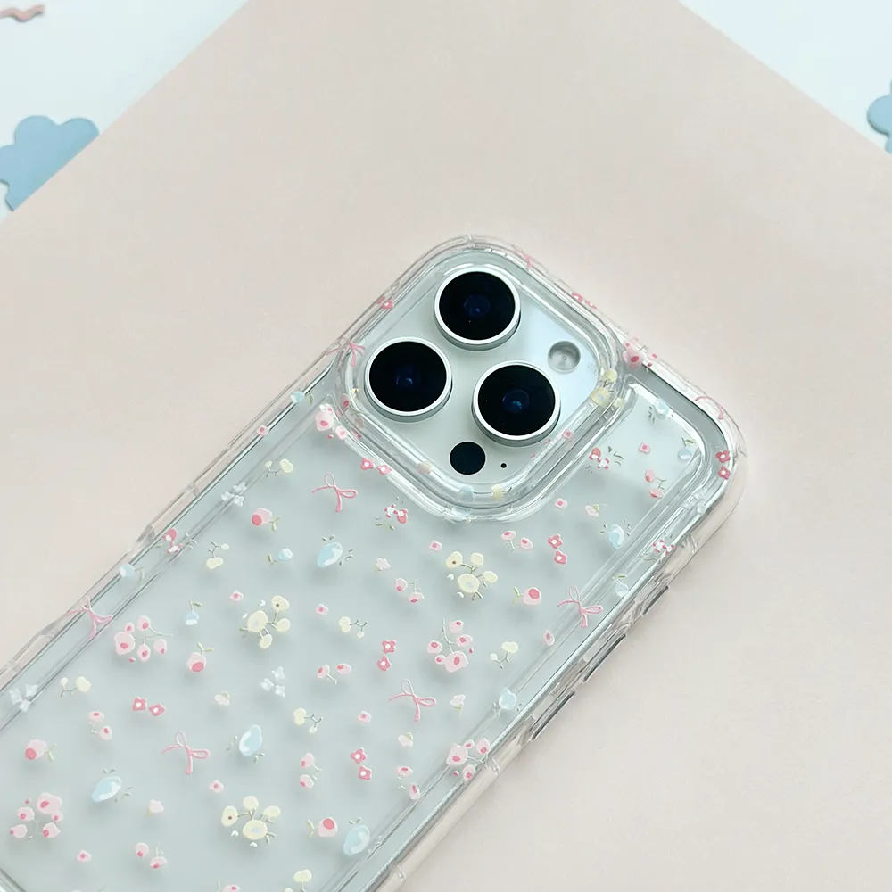 Elegant Surface Tough Frame Clear Phone Case - Bows in Bloom
