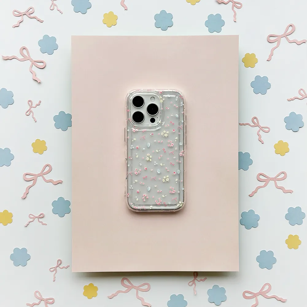 Drop Protection Clear Phone Case - Bows in Bloom