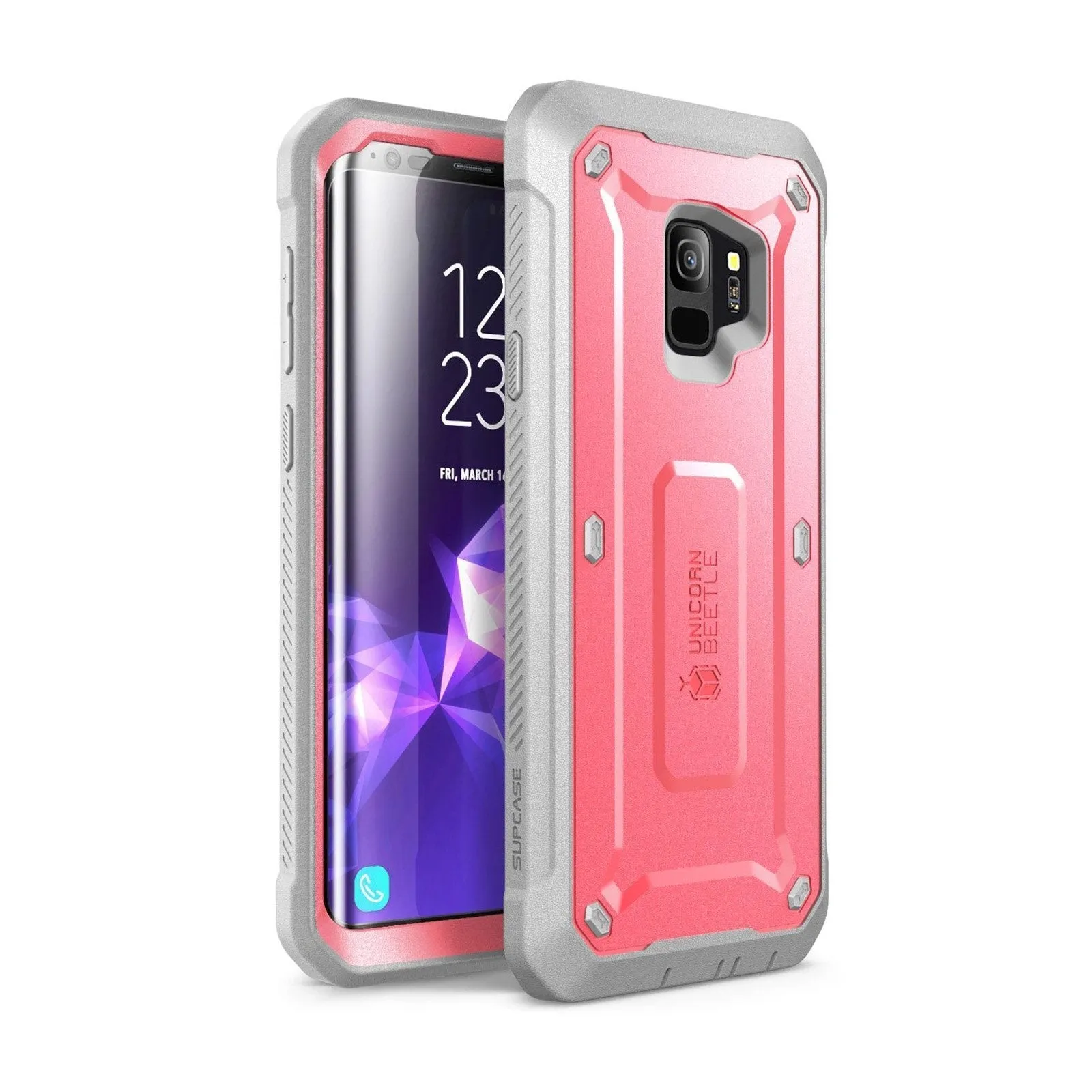 Tactile Feel Shock Absorber Galaxy S9 Unicorn Beetle Pro Full Body Rugged Holster Case-Pink