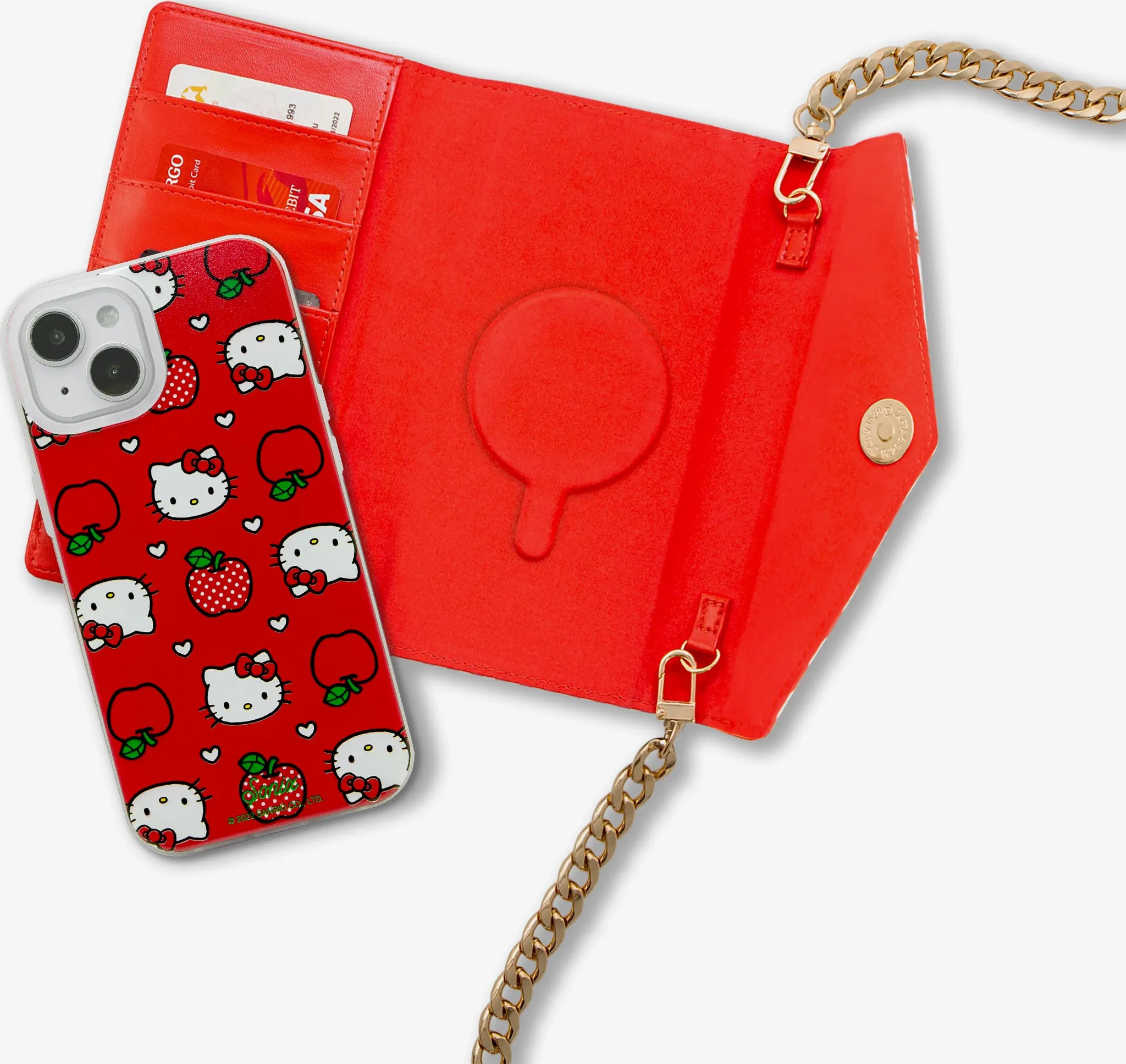Hello Kitty Apples MagSafe? Compatible Detachable Wallet Minimal Snap Wallet Lightweight Card Grab