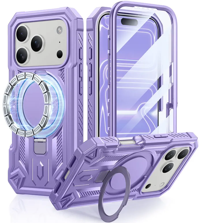 Flexible Pattern Transparent Shell FNTCASE for iPhone 17 Pro Max Case with Ring Holder Magnetic Kickstand Military Grade Shockproof Protective Rugged Cell Phone Cover