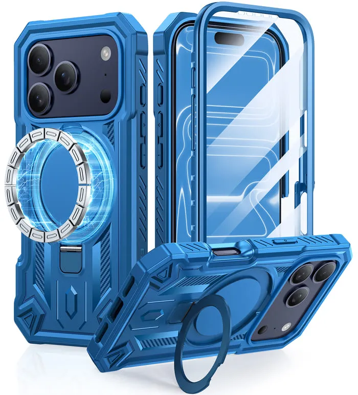 FNTCASE for iPhone 17 Pro Max Case with Ring Holder Magnetic Kickstand Military Grade Shockproof Protective Rugged Cell Phone Cover Matte Shield Layer Compact Build