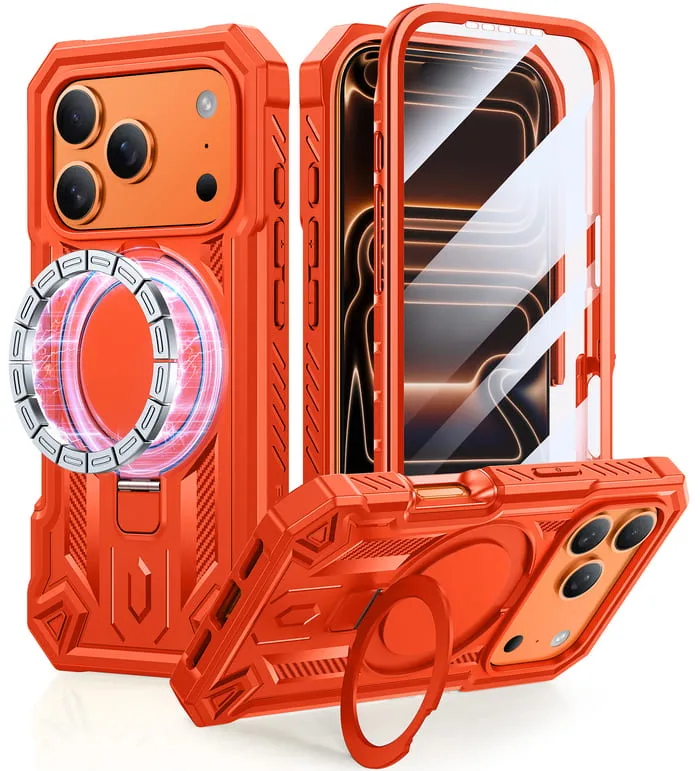 FNTCASE for iPhone 17 Pro Max Case with Ring Holder Magnetic Kickstand Military Grade Shockproof Protective Rugged Cell Phone Cover Trendy Design