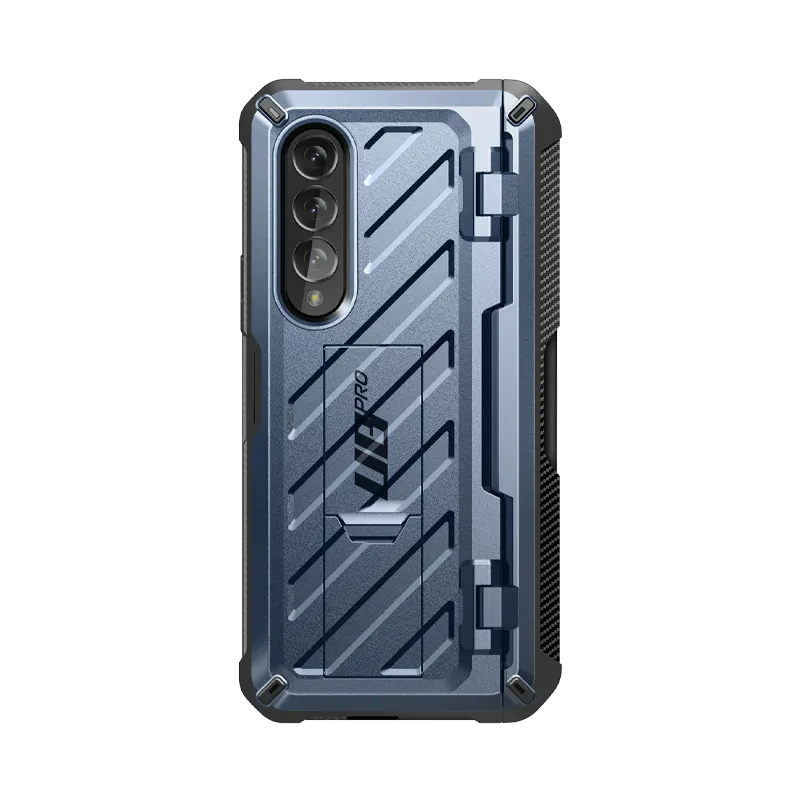 Minimal Texture Flexible Detail Galaxy Z Fold3 Unicorn Beetle PRO Rugged Case with S-Pen Holder-Metallic Blue