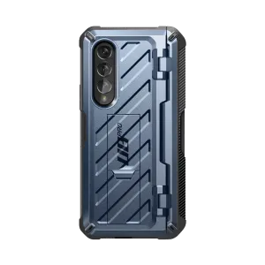 Minimal Texture Flexible Detail Galaxy Z Fold3 Unicorn Beetle PRO Rugged Case with S-Pen Holder-Metallic Blue