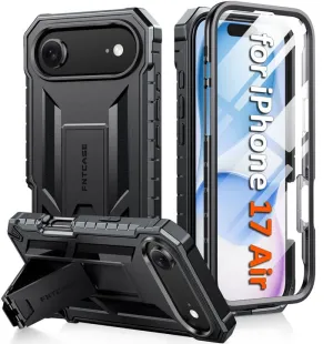 FNTCASE For iPhone Air Phone Case: Military Grade Shockproof with Built-in Screen Protector and Kickstand Shock Absorbing Durable Texture Layer