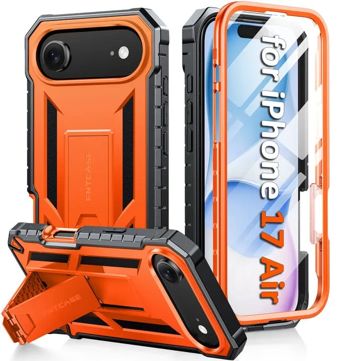 Flexible Pattern Grip Assist FNTCASE For iPhone Air Phone Case: Military Grade Shockproof with Built-in Screen Protector and Kickstand