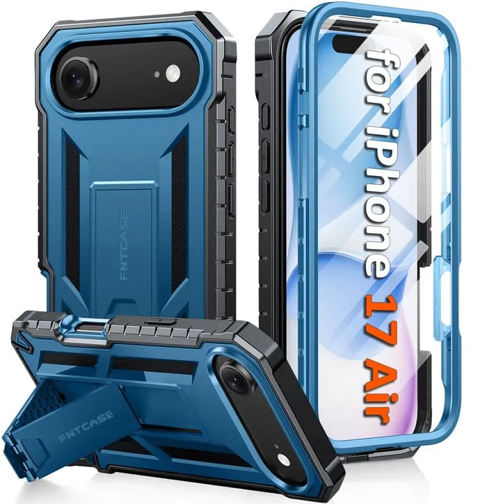 Sleek Texture Protective Detailing Edge FNTCASE For iPhone Air Phone Case: Military Grade Shockproof with Built-in Screen Protector and Kickstand
