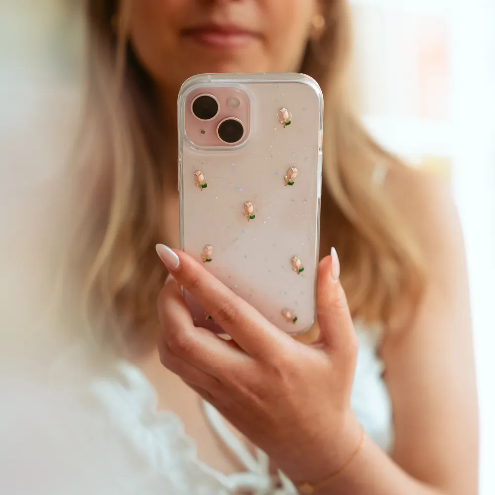 Cute Tulips Clear Phone Case Smooth Look Texture