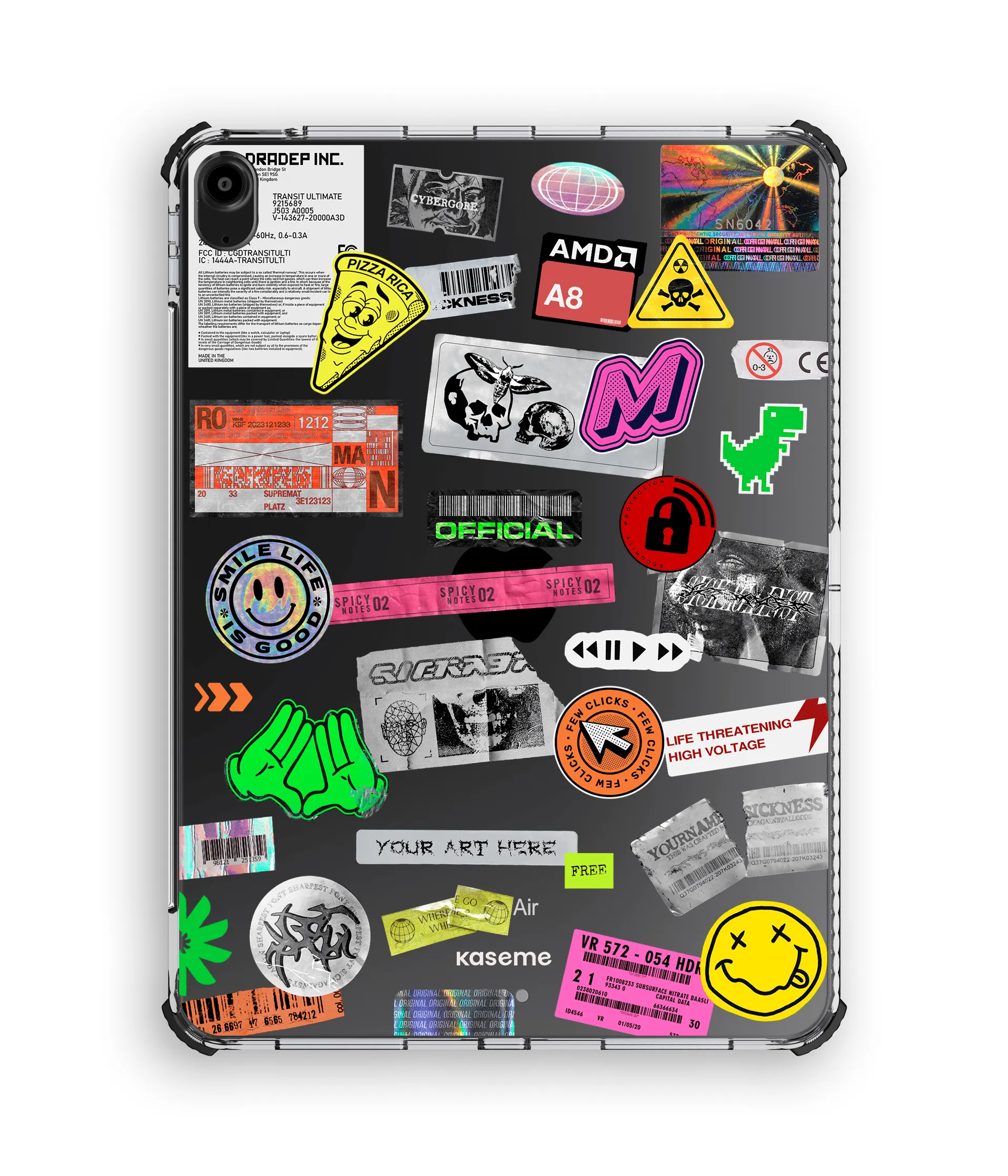 Digital Glitch- iPad Clear Case daily commute pad case Foldable Cover